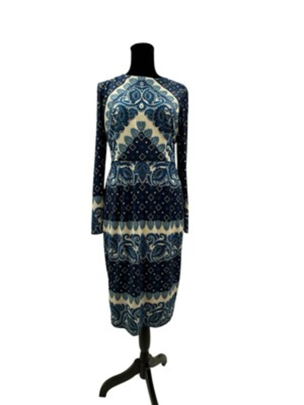 Maggy London Womens Blue Floral Print Midi Sheath Dress 6P